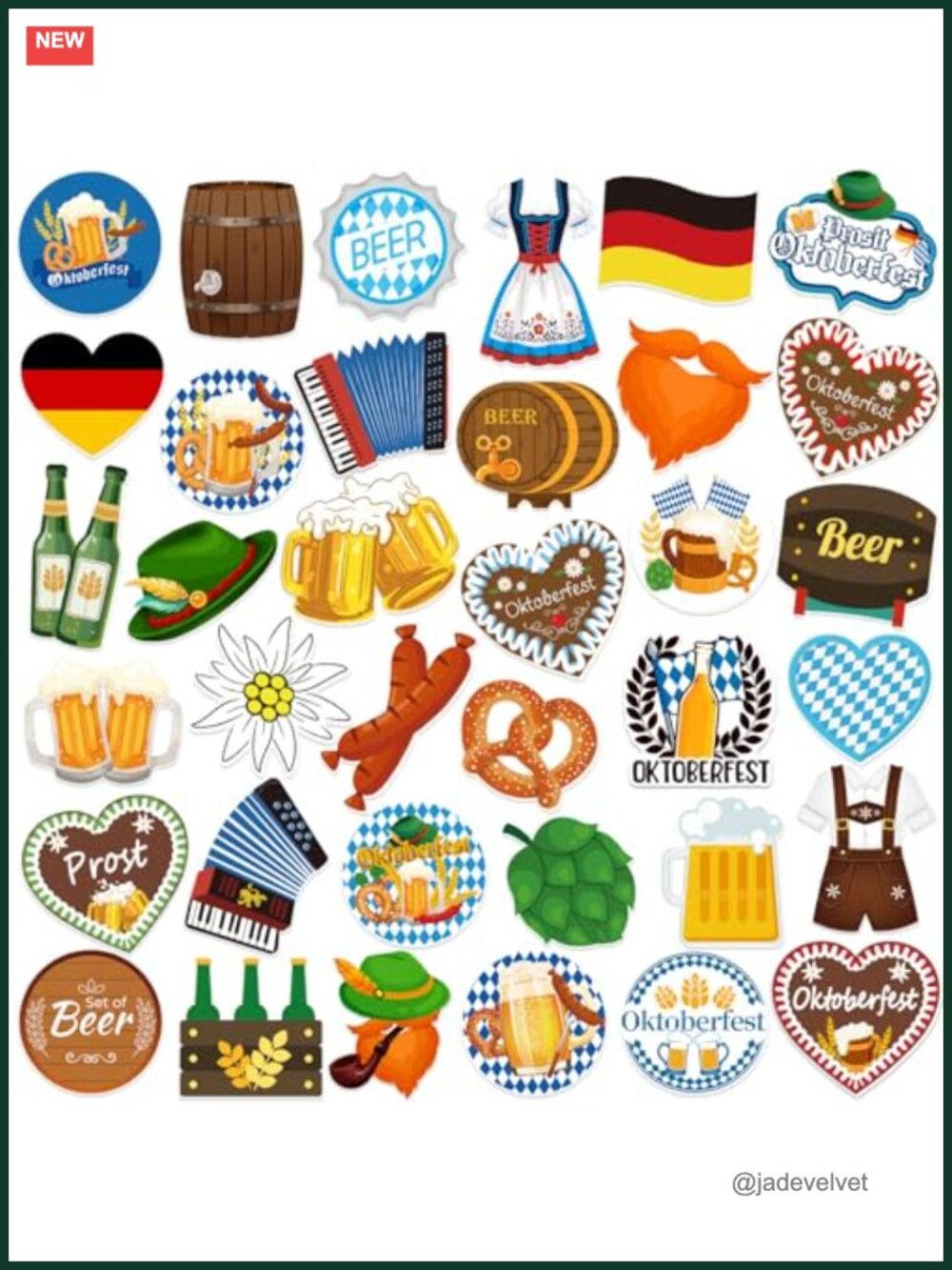 36 Pcs Oktoberfest Acrylic Lapel Pins Bavarian Hat Pin Set